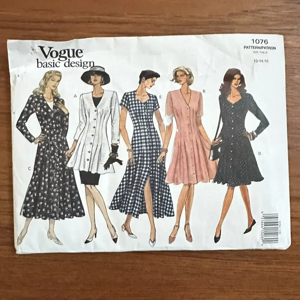 Vtg New/Uncut VOGUE Basic Design 1076 Misses Fitted Dress Tunic & Skirt 12-14-16
